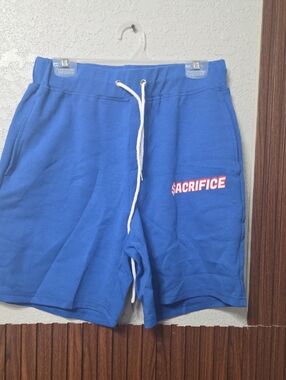 Blue 'SACRIFICE' Athletic Men’s Drawstring Shorts